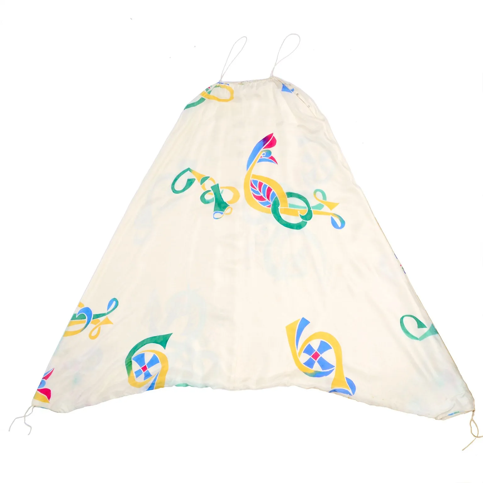 Rare Early Mary McFadden Vintage Jumpsuit in Hand Painted Silk, c. 1978