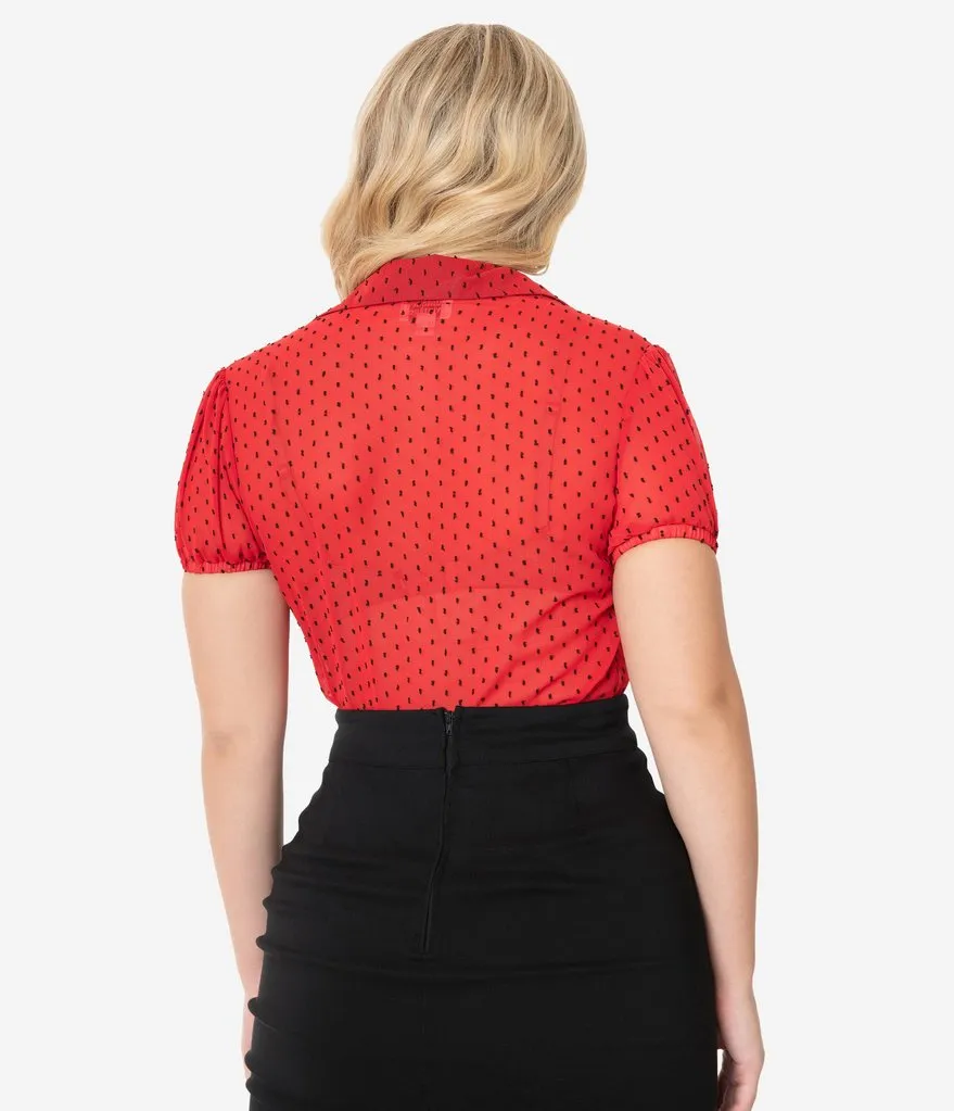 Red & Black Clip Drop Caroline Blouse