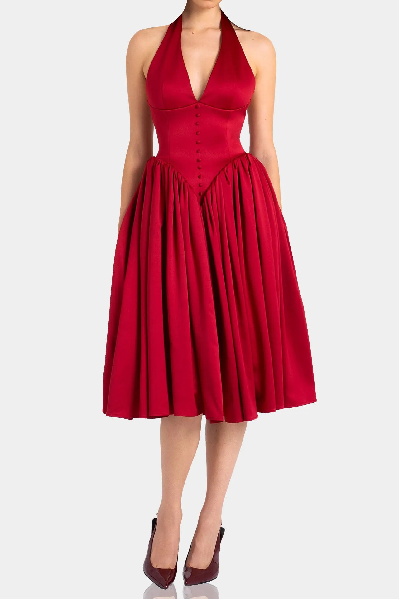 Red Halter Neck Cocktail Dress