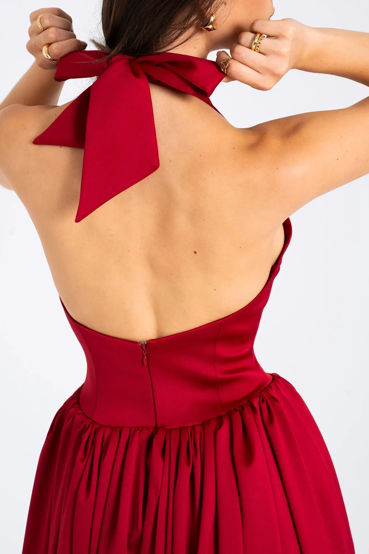 Red Halter Neck Cocktail Dress