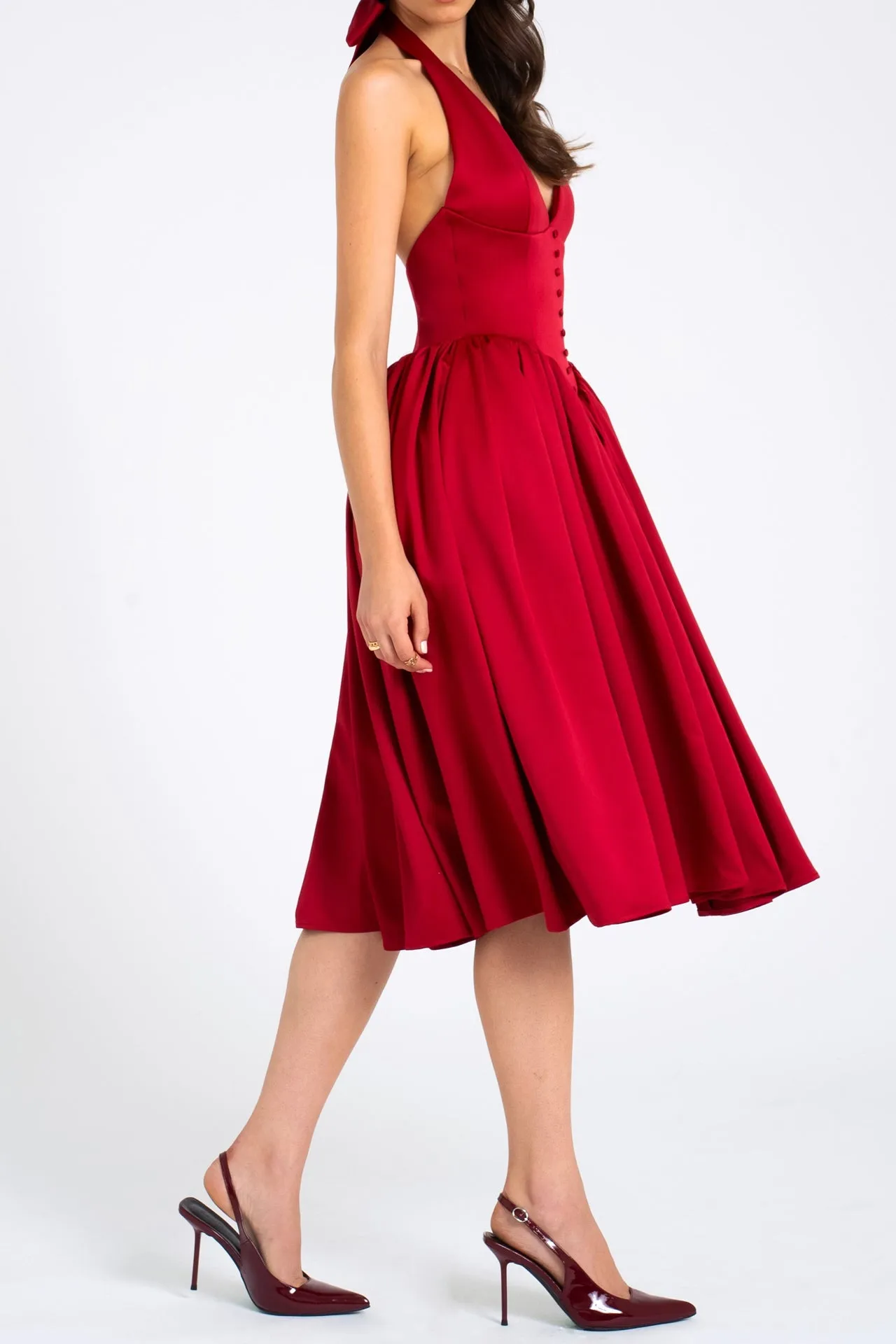 Red Halter Neck Cocktail Dress