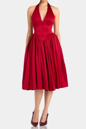 Red Halter Neck Cocktail Dress