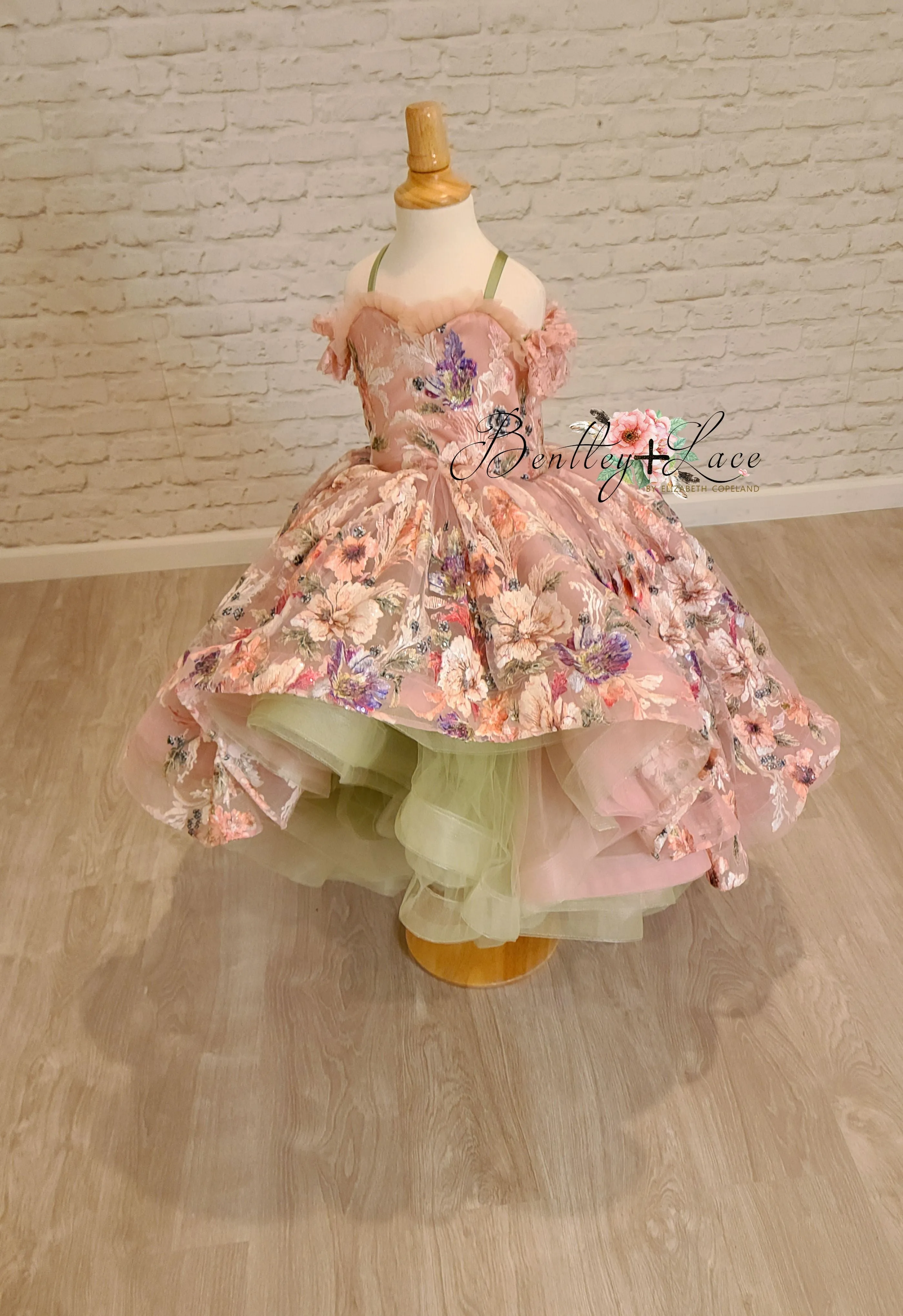 Retired rental guc "MARIBEL"- Floral Bouquet - High Low Length Dress (4 Year - Petite 5 Year)