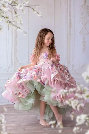 Retired rental guc "MARIBEL"- Floral Bouquet - High Low Length Dress (4 Year - Petite 5 Year)