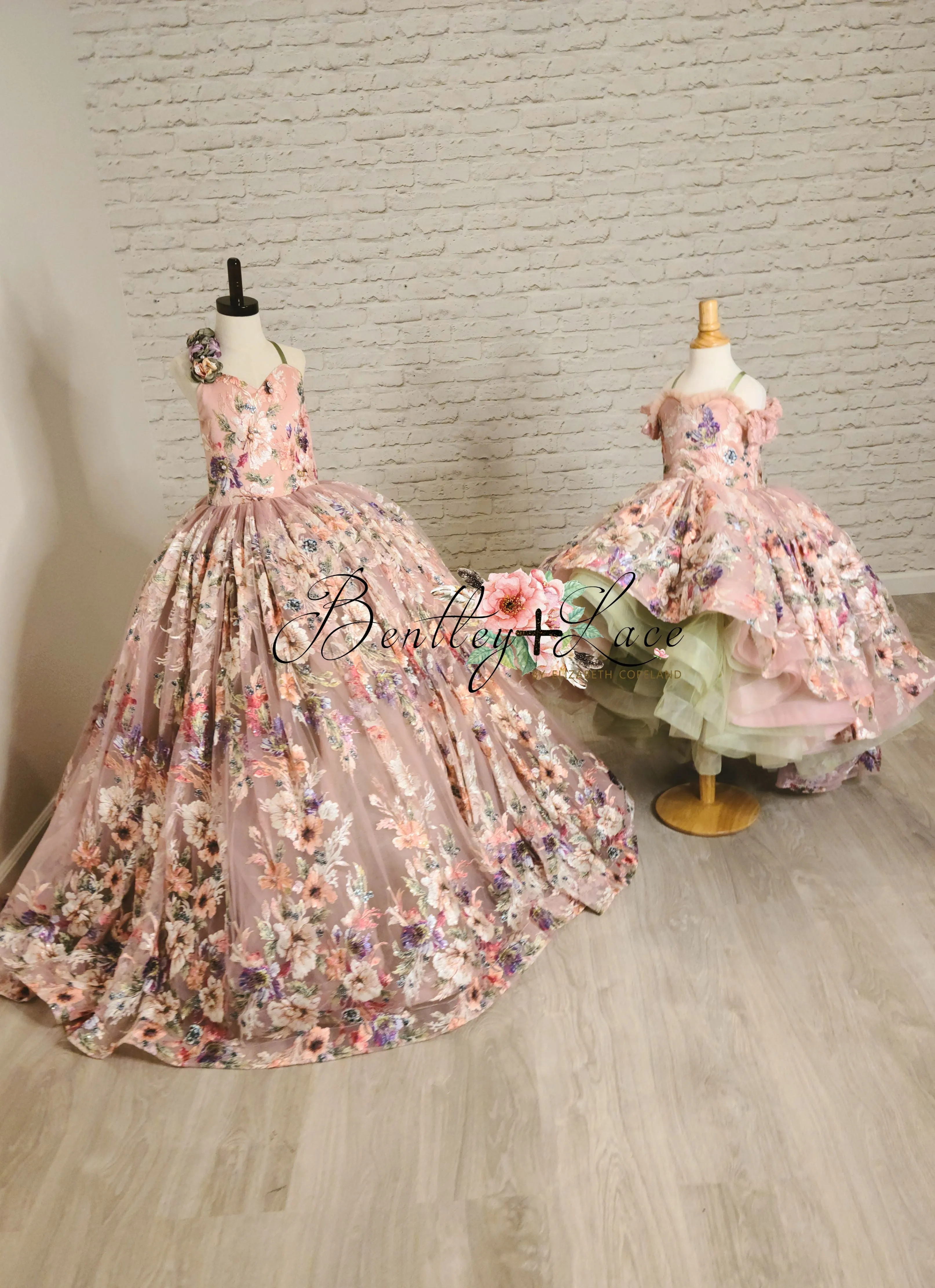 Retired rental guc "MARIBEL"- Floral Bouquet - High Low Length Dress (4 Year - Petite 5 Year)