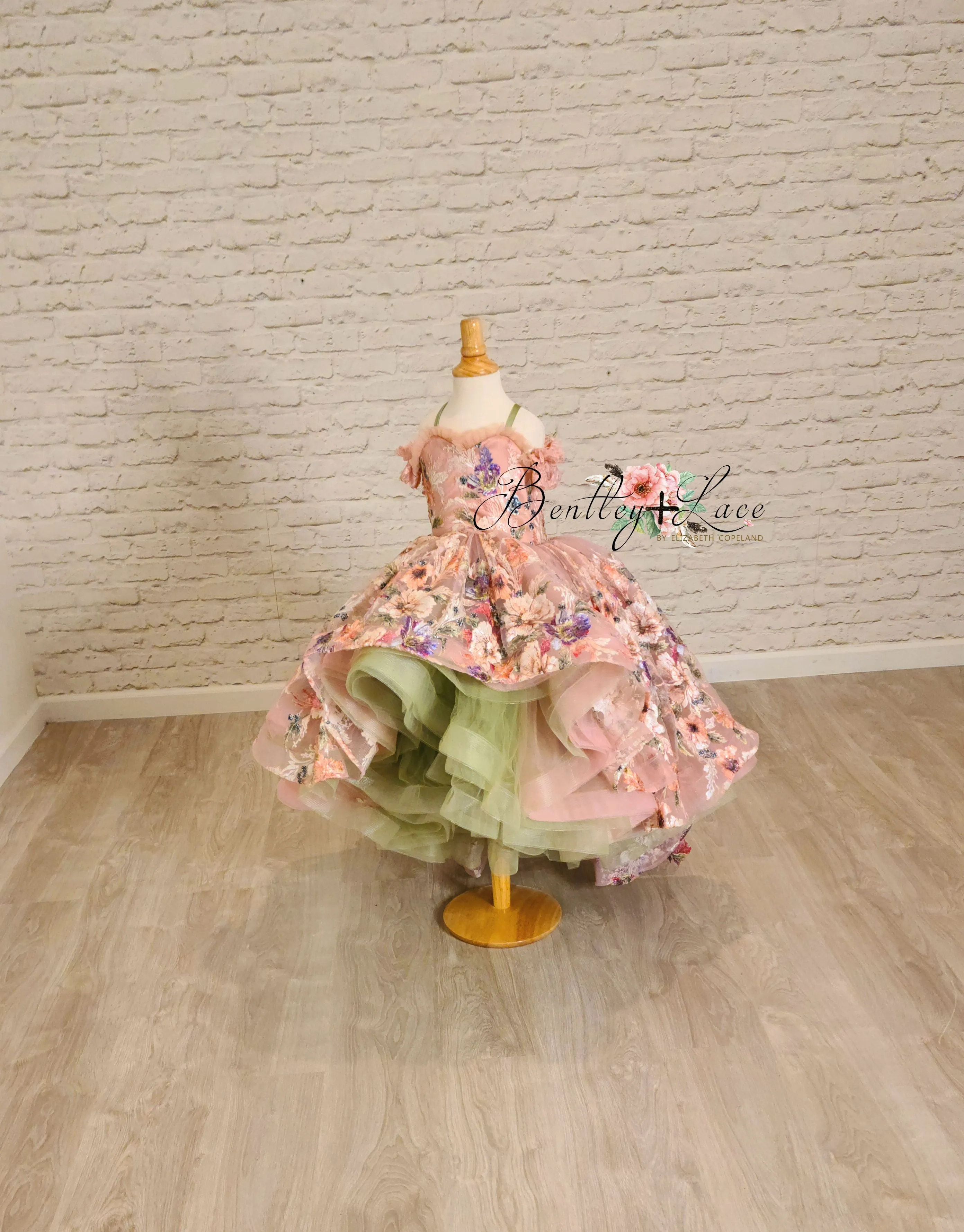 Retired rental guc "MARIBEL"- Floral Bouquet - High Low Length Dress (4 Year - Petite 5 Year)
