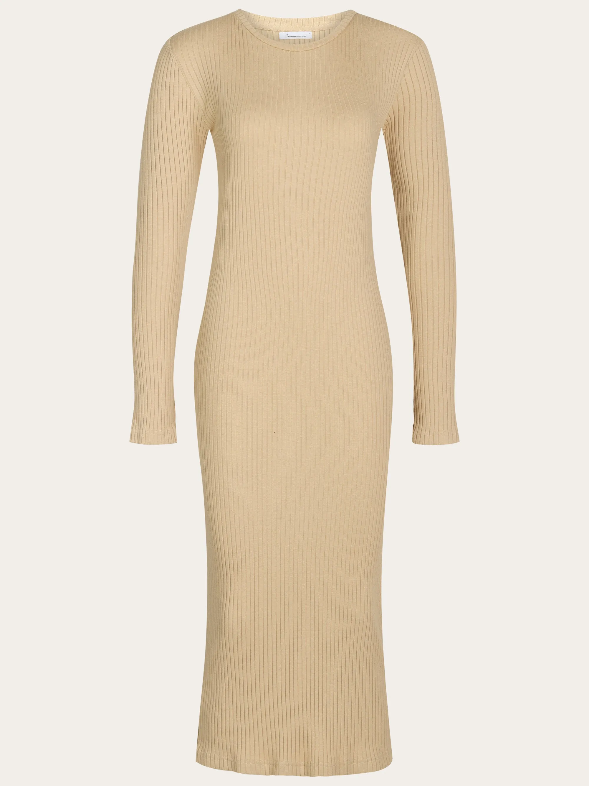 Rib crew neck Lenzing™ slit dress - Safari