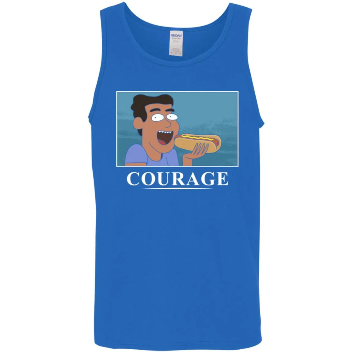 Rick And Morty Courage Is Eating A Hot Dog Men Tank Top