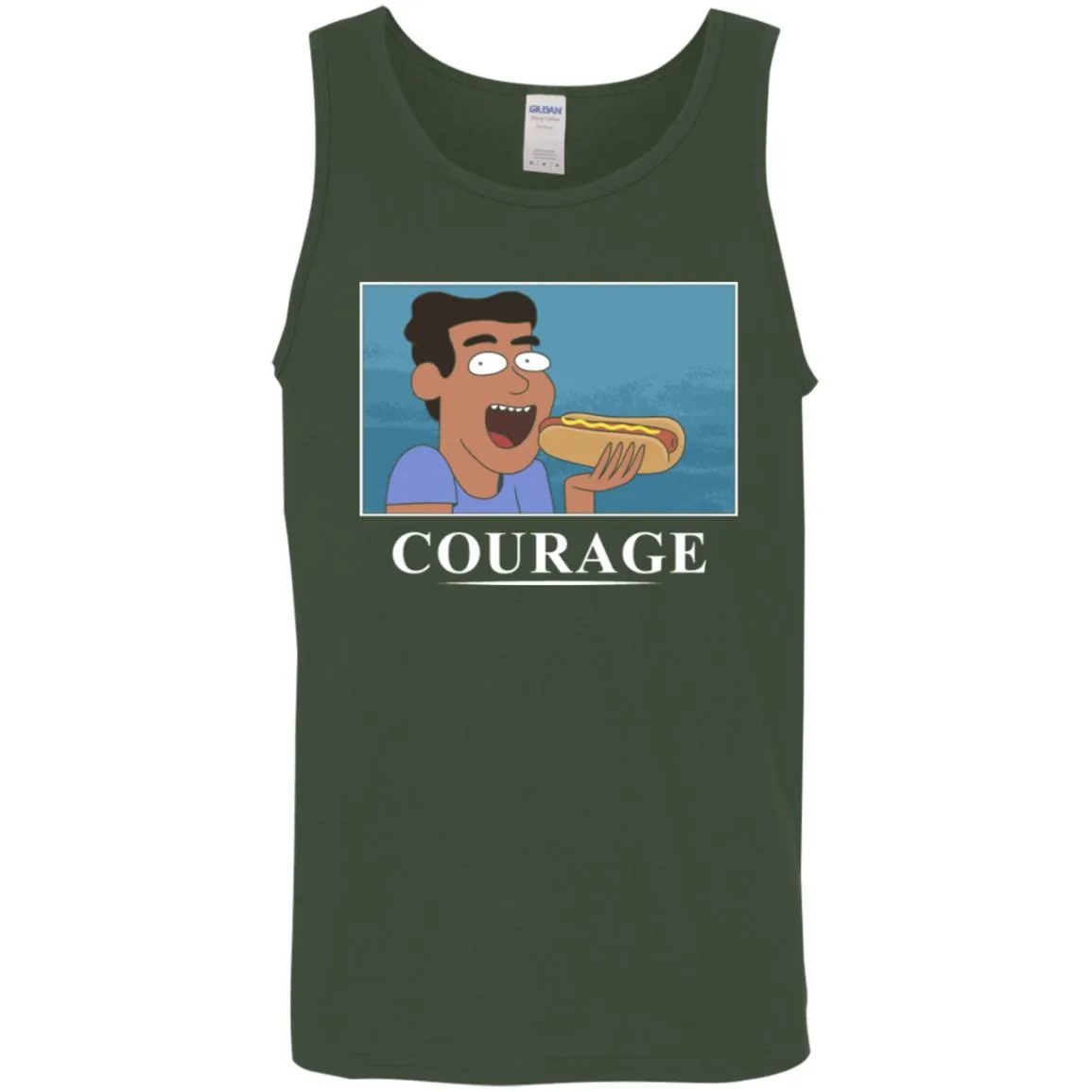 Rick And Morty Courage Is Eating A Hot Dog Men Tank Top