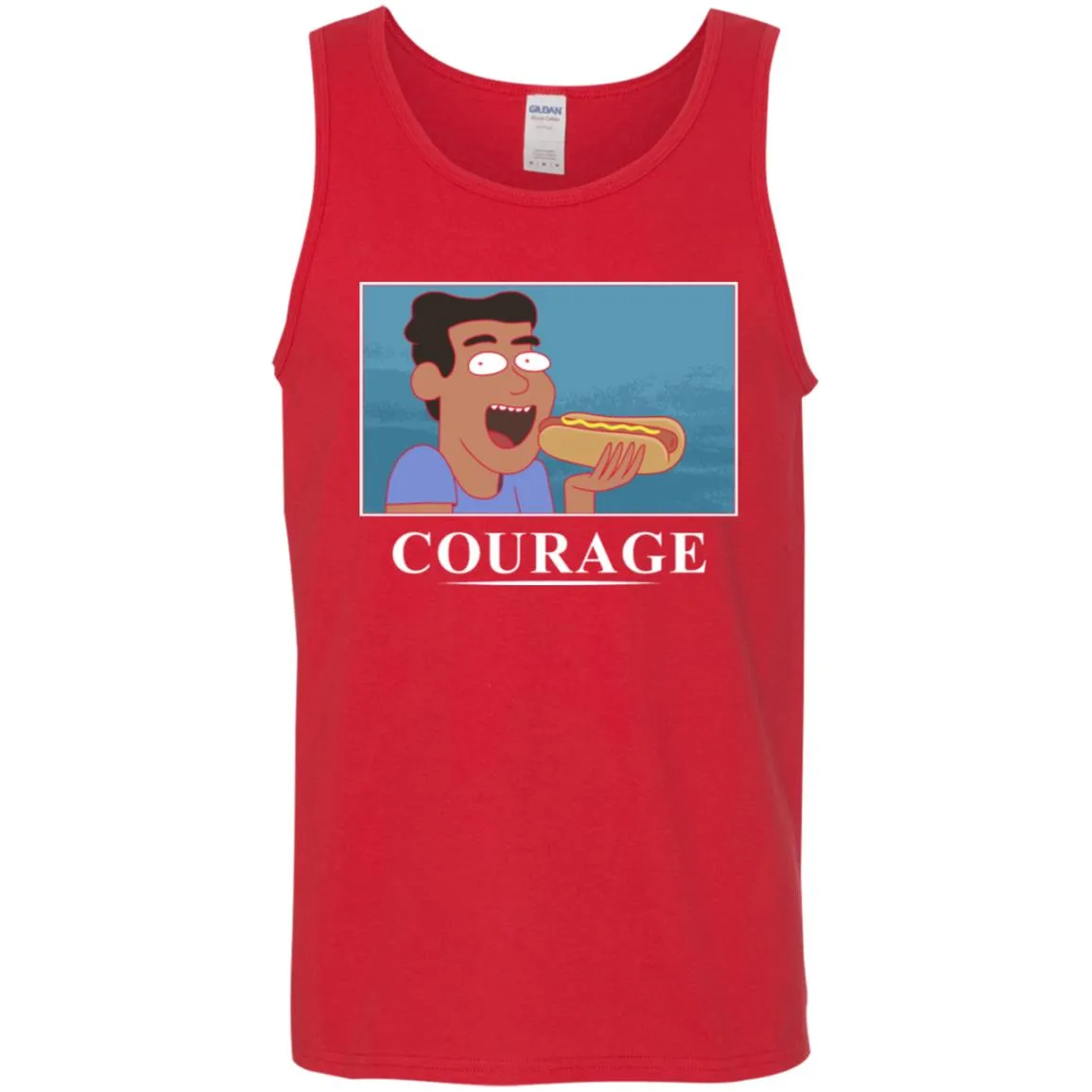 Rick And Morty Courage Is Eating A Hot Dog Men Tank Top