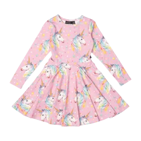 ROCK YOUR BABY Dotty Unicorn Waisted Dress