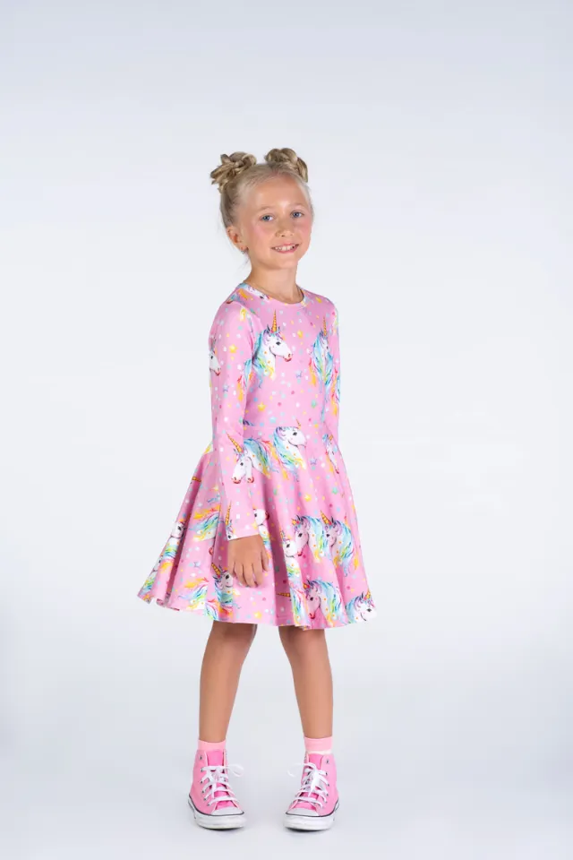 ROCK YOUR BABY Dotty Unicorn Waisted Dress