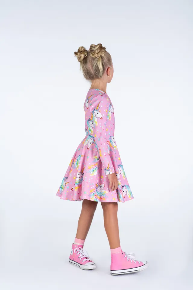 ROCK YOUR BABY Dotty Unicorn Waisted Dress