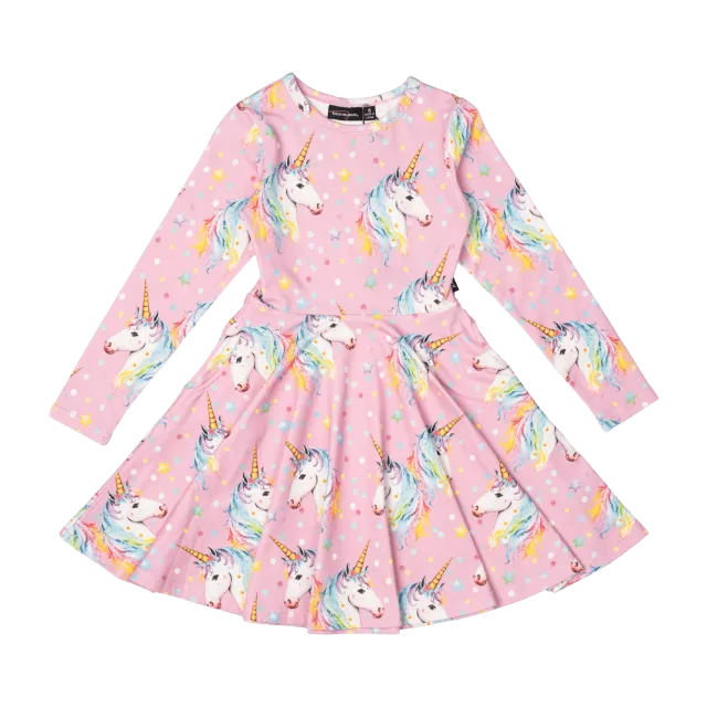 ROCK YOUR BABY Dotty Unicorn Waisted Dress