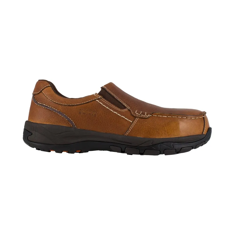 Rockport Work Slip-on Men's Composite Toe Shoe's Extreme Light Rk6748 In Brown