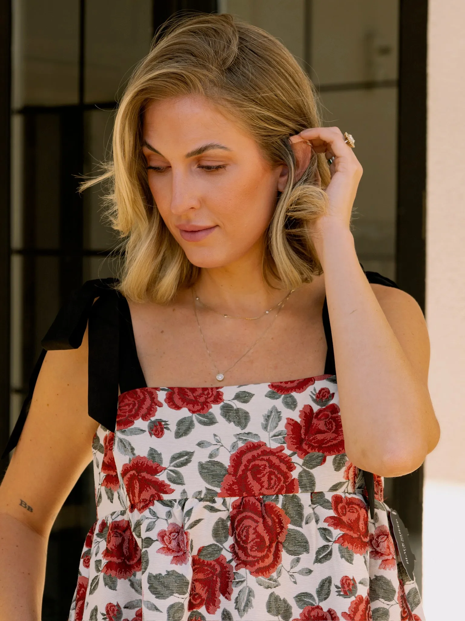 Roses Jacquard Midi Dress