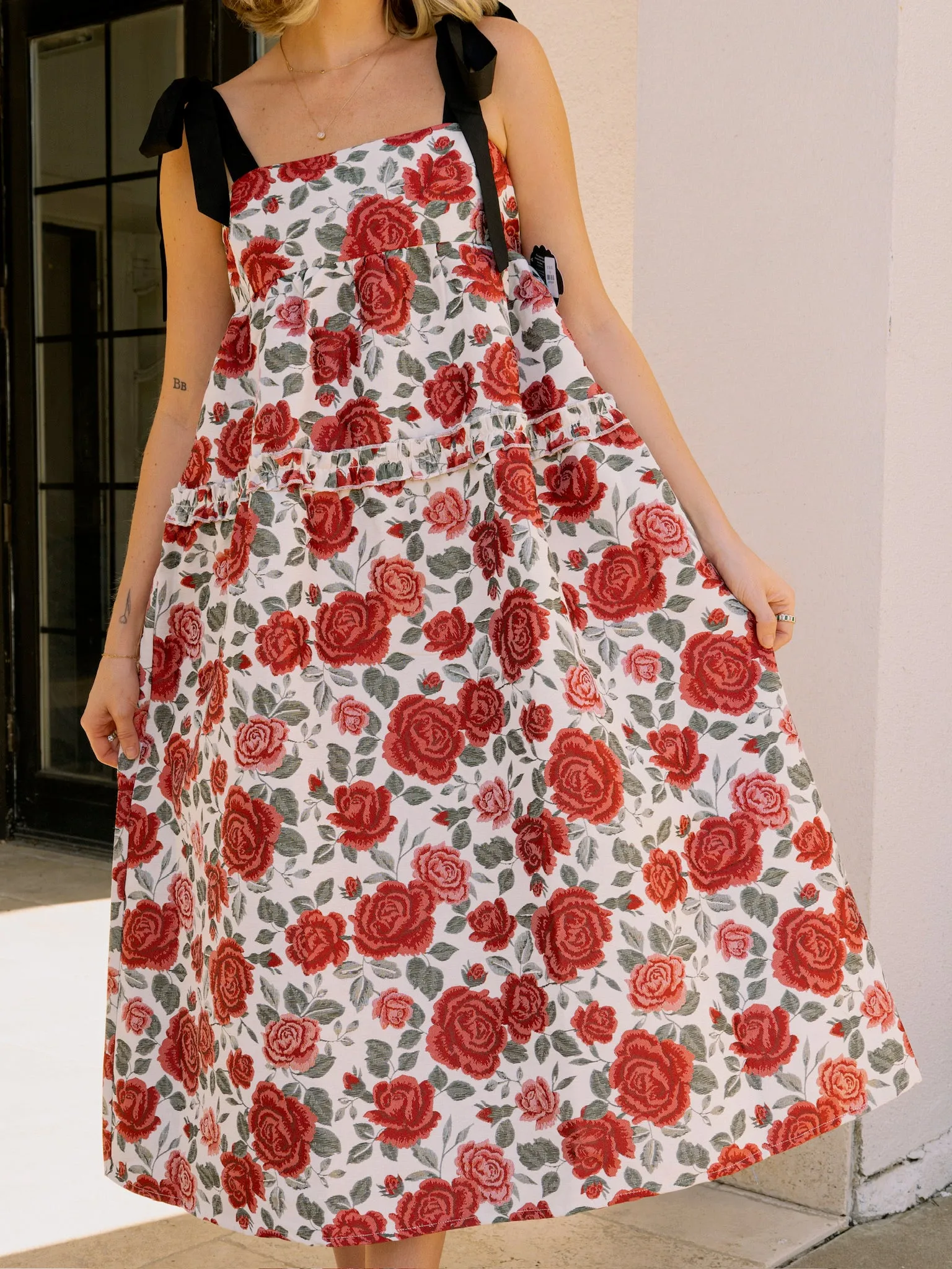 Roses Jacquard Midi Dress