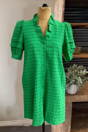 Ruffle Puff Sleeve Shirt Dress