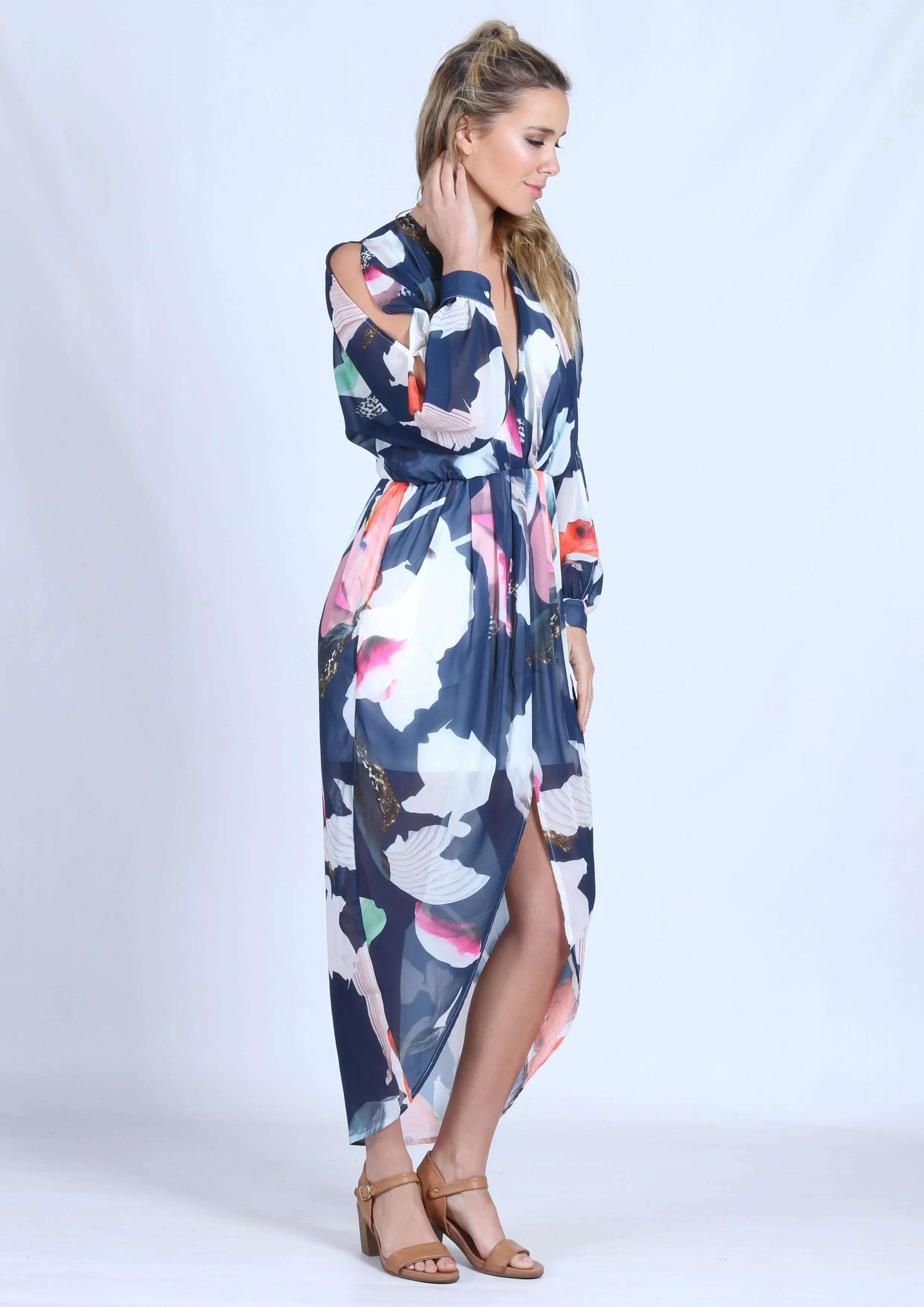 RV0078-20SS Printed Long Sleeve Tulip Dress (Pack)