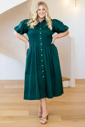 Samantha Midi Dress Dark Emerald