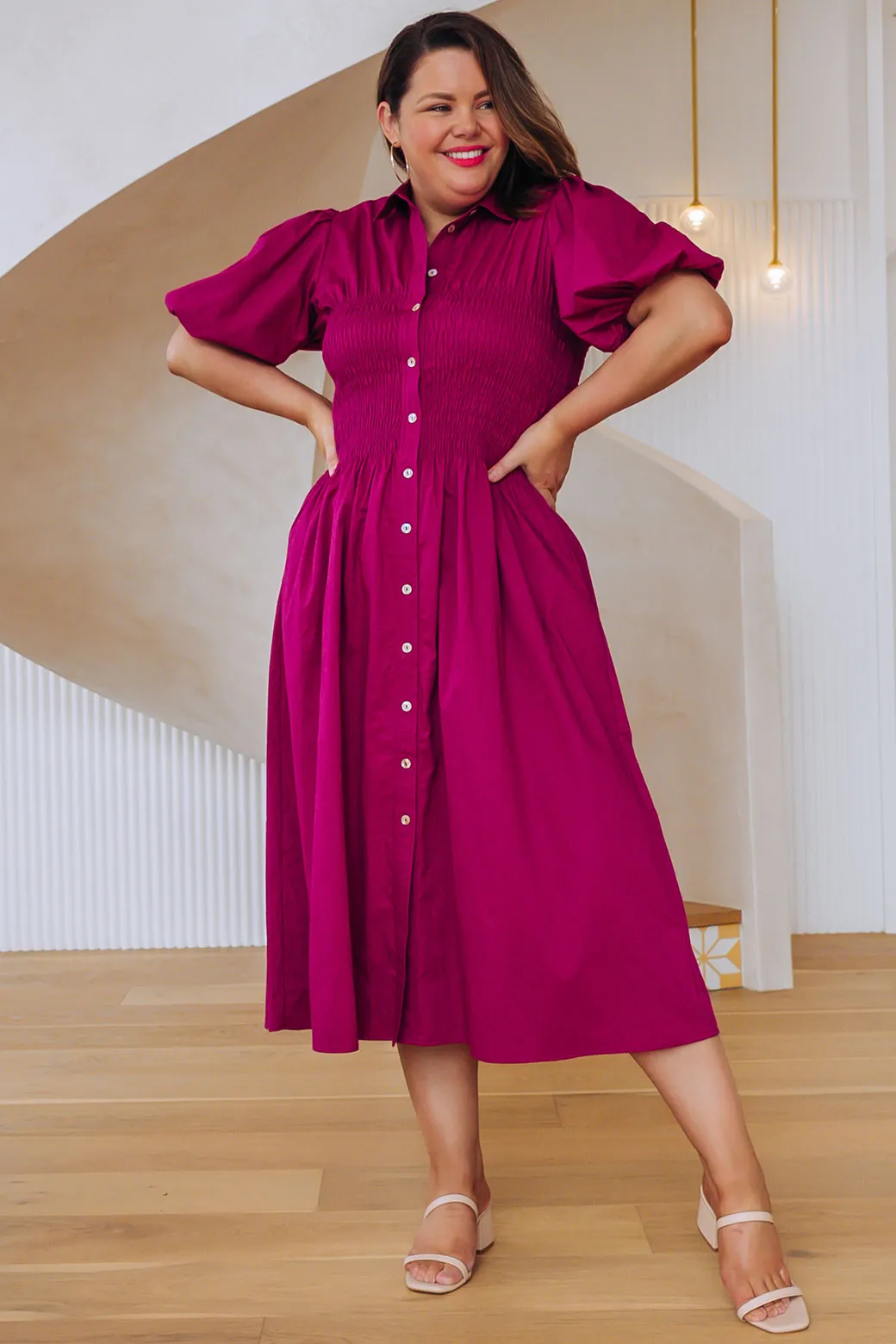 Samantha Midi Dress Magenta