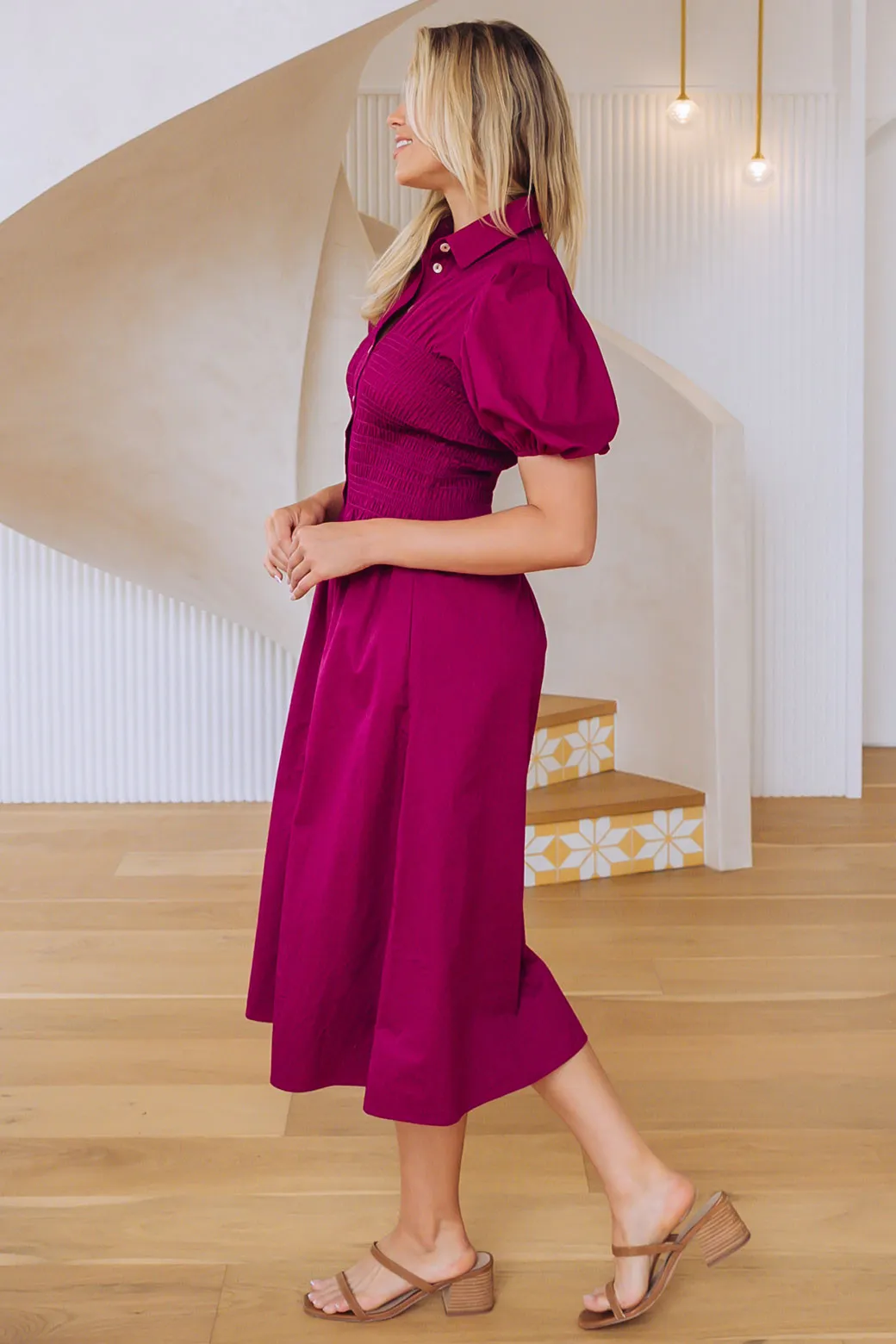 Samantha Midi Dress Magenta