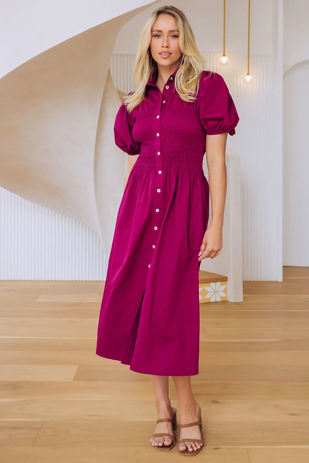 Samantha Midi Dress Magenta