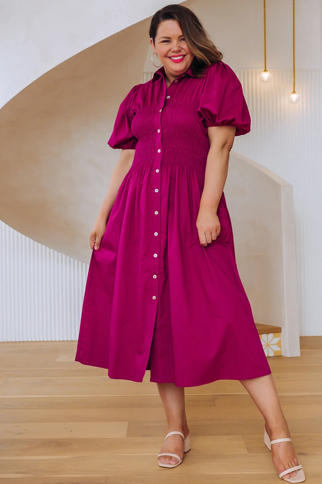 Samantha Midi Dress Magenta