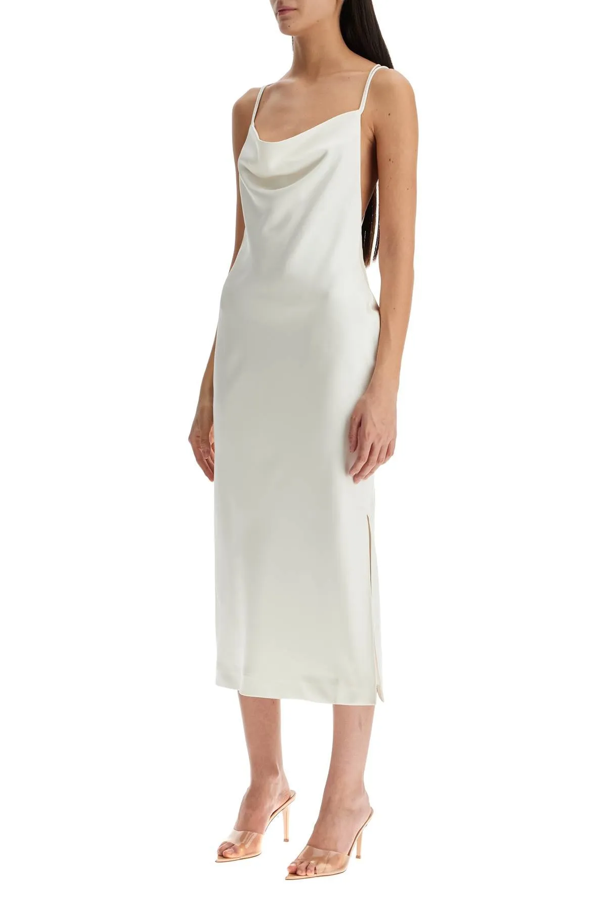 satin slip dress for elegant 112517857 EGRET
