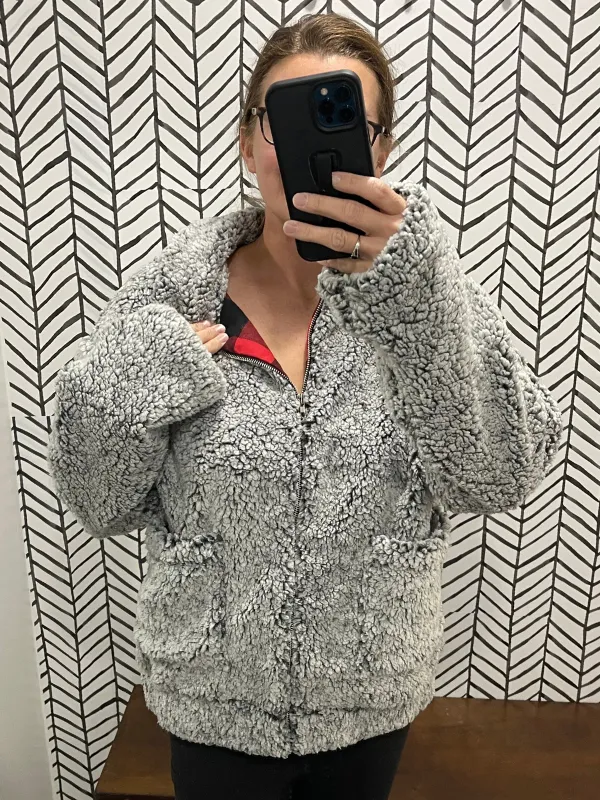 Sherpa with Buffalo Plaid lining Jacket