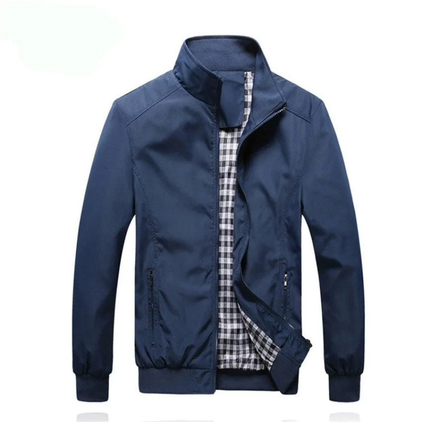 Sidiou Group Autumn Men Zipper Thin Jacket Collar Casual Jacket