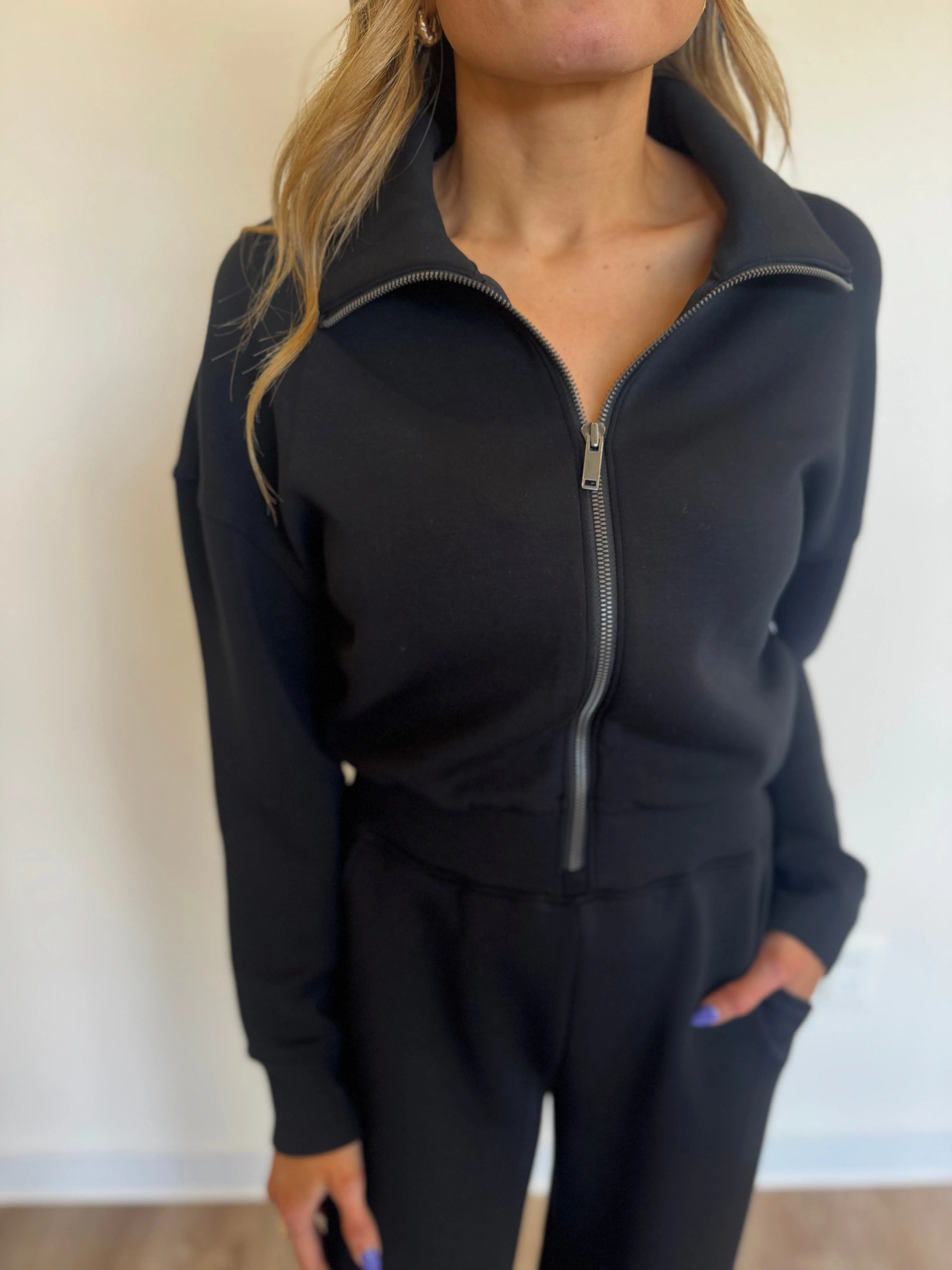 Spanx AirEssentials Wide Leg Long Sleeve Jumpsuit in Black