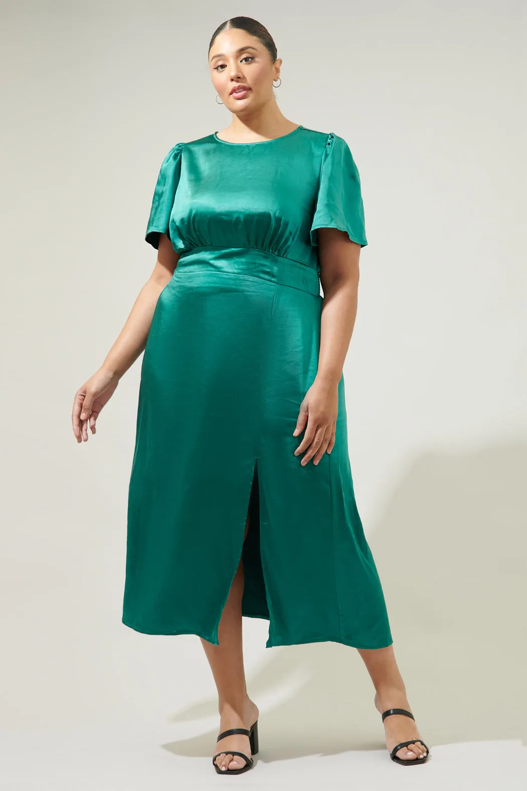Spice Satin Bloom Midi Dress Curve