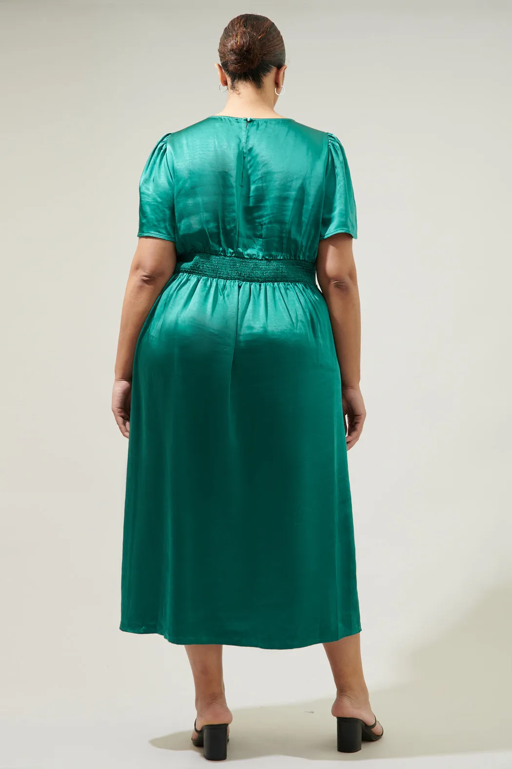 Spice Satin Bloom Midi Dress Curve