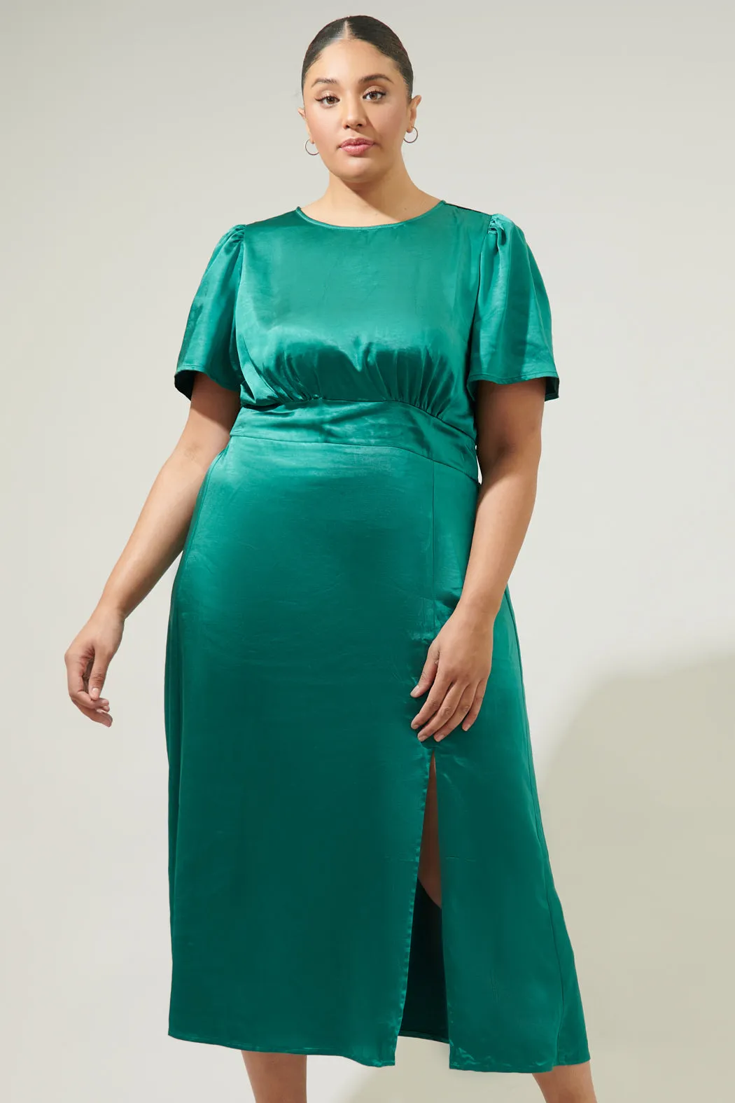 Spice Satin Bloom Midi Dress Curve