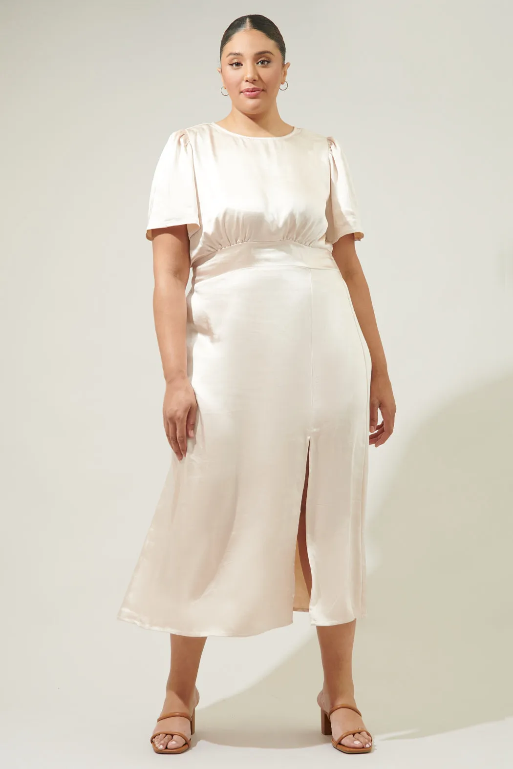 Spice Satin Bloom Midi Dress Curve