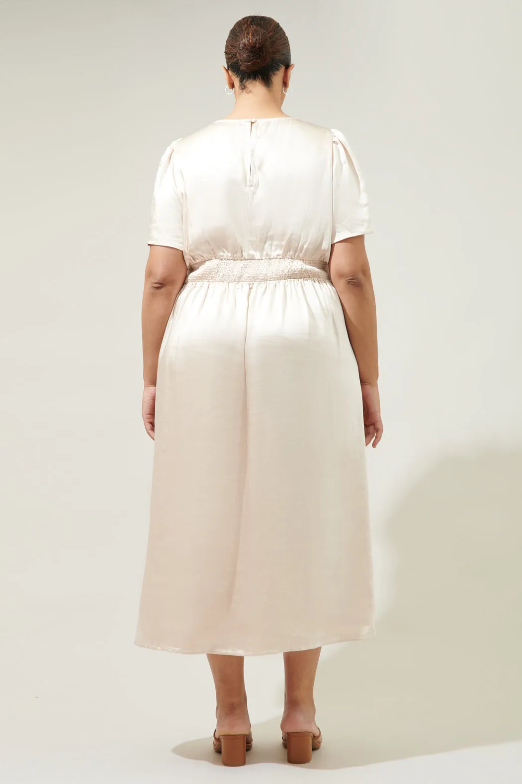 Spice Satin Bloom Midi Dress Curve