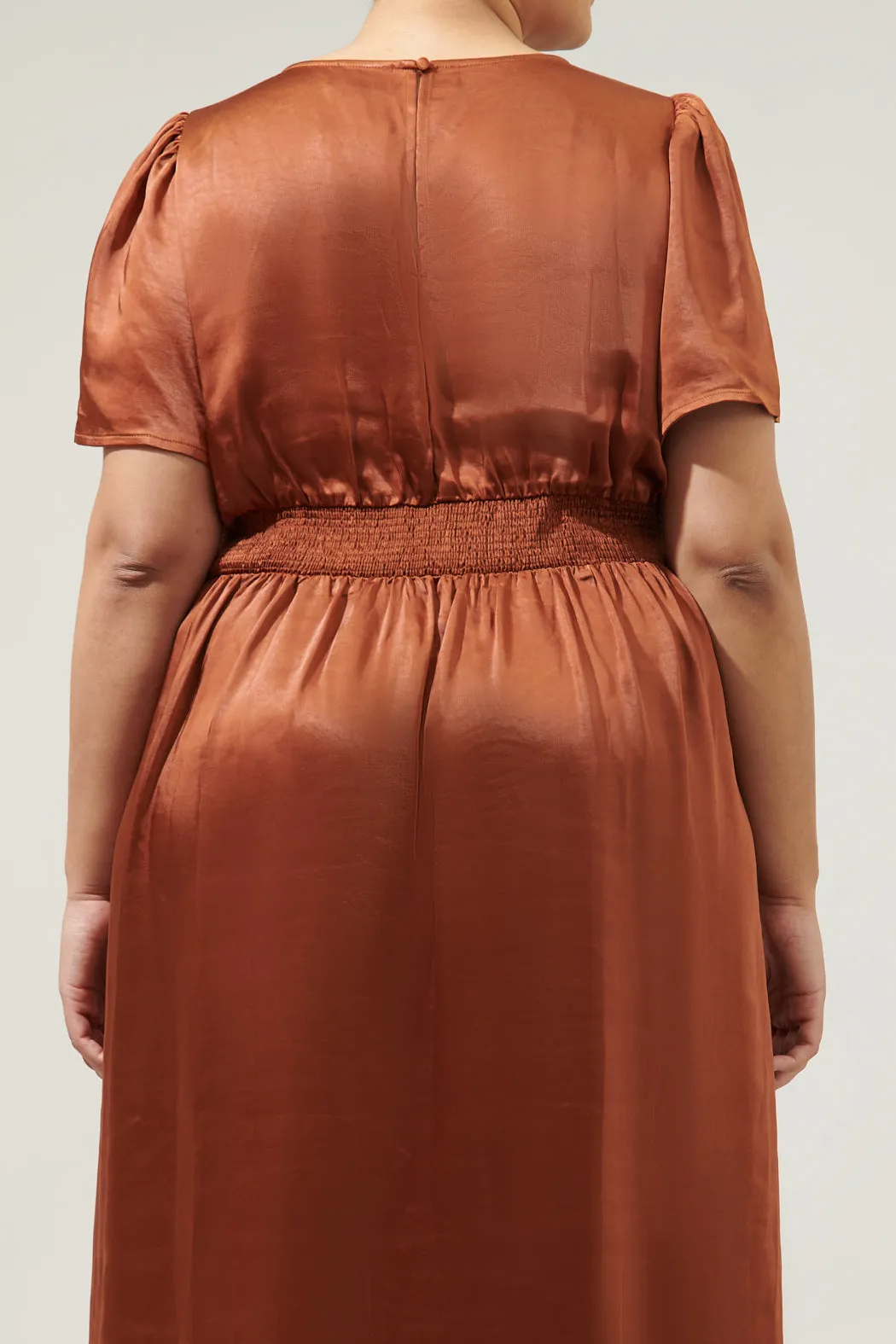 Spice Satin Bloom Midi Dress Curve