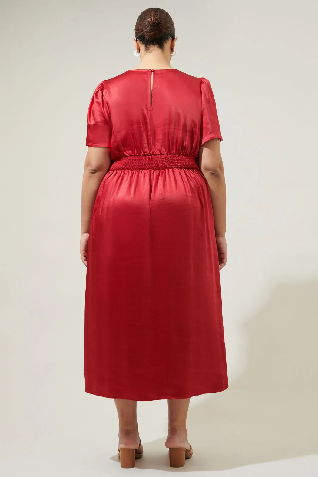Spice Satin Bloom Midi Dress Curve
