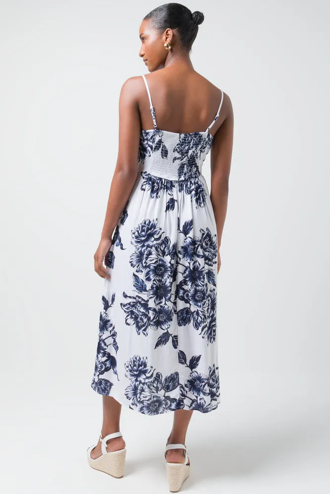 Strappy Midi Dress Blue & White