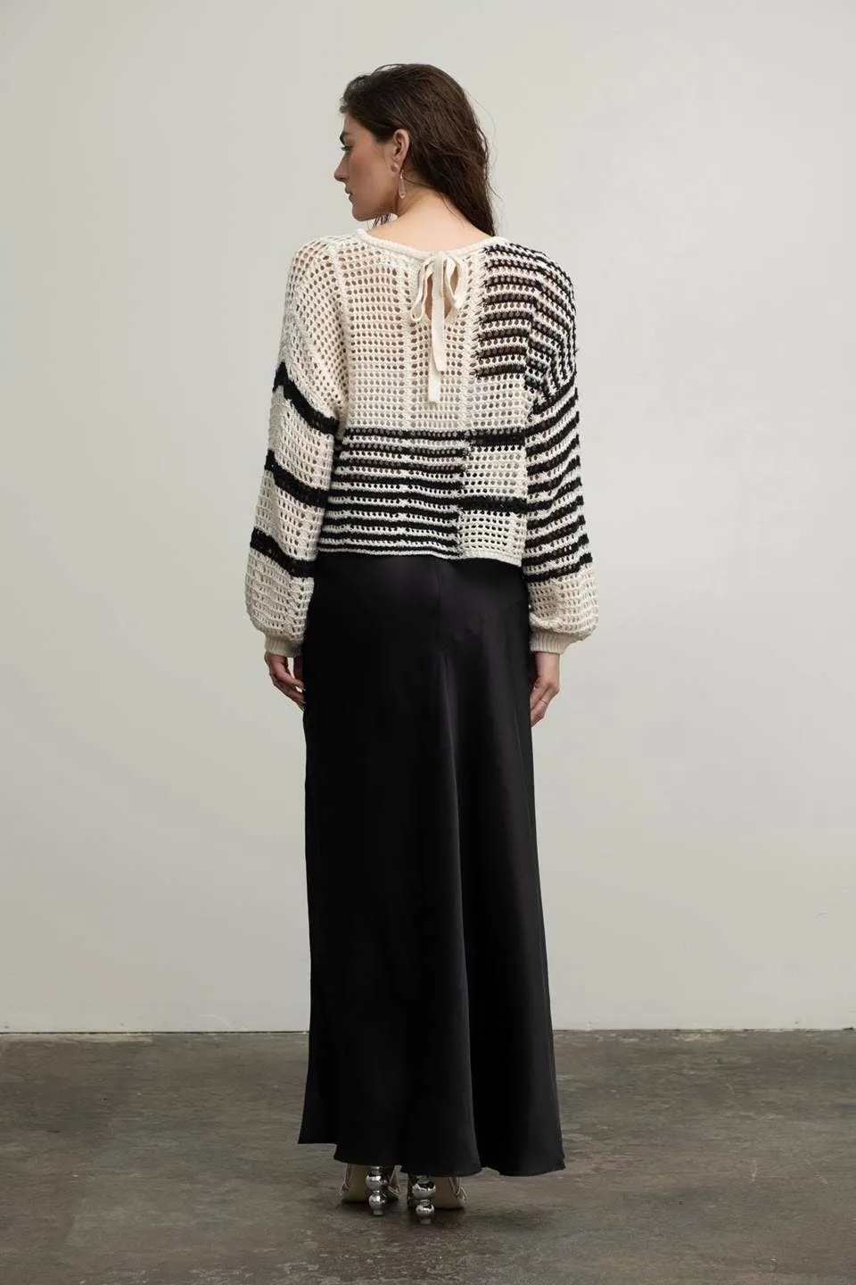 Stripe Crochet Knit Sweater