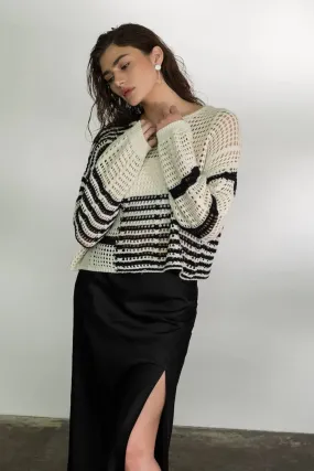 Stripe Crochet Knit Sweater