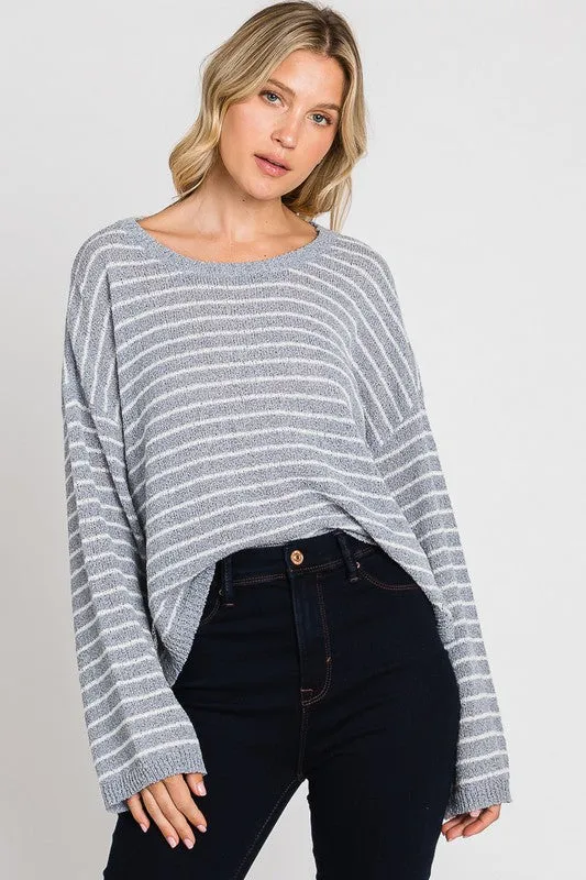 Striped Blue Knit Top