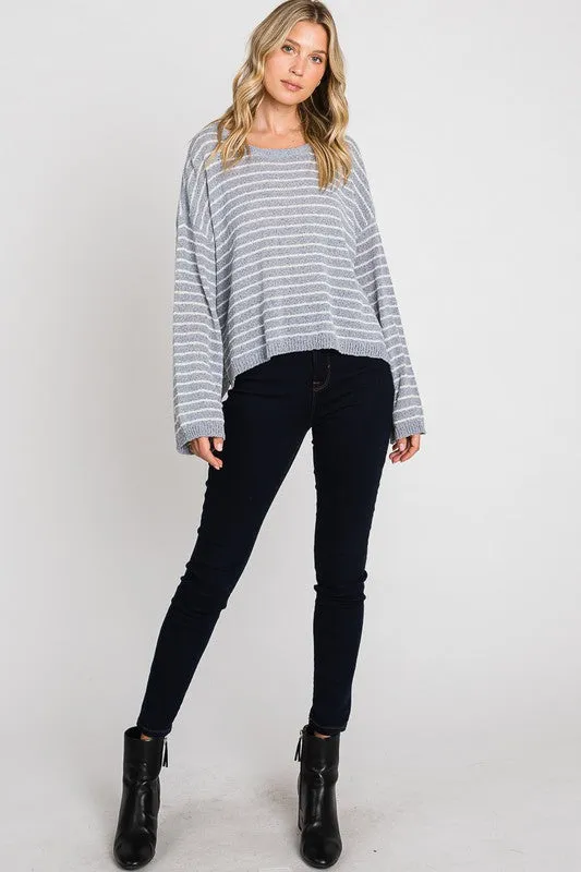 Striped Blue Knit Top