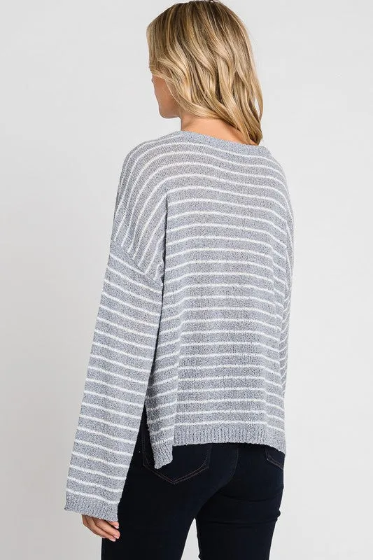 Striped Blue Knit Top