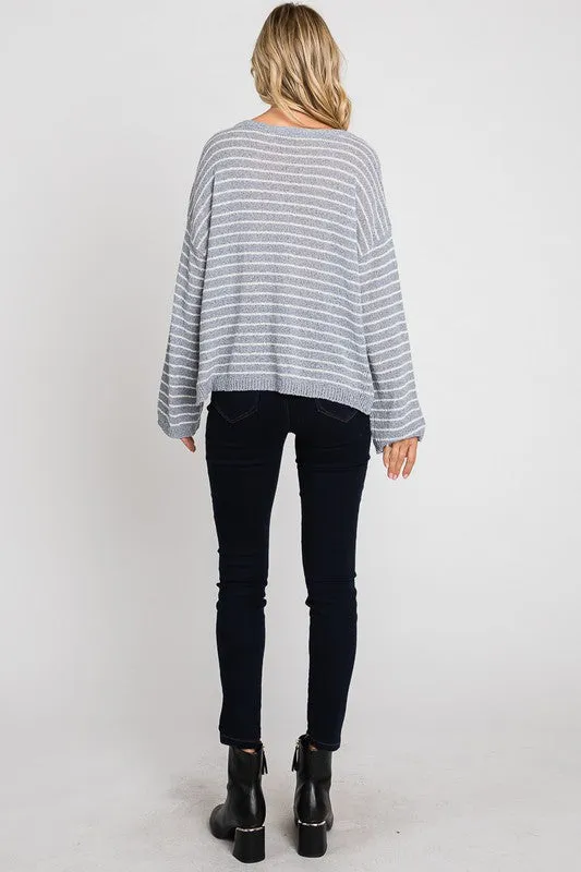 Striped Blue Knit Top