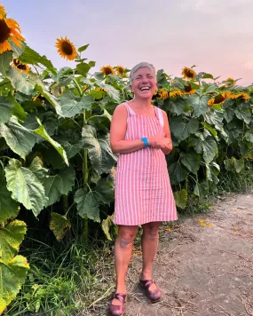 Striped Overall Dress - SALE