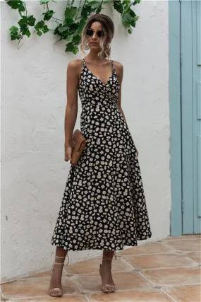 Summer Sleeveless Printed Midi Daisy Dress