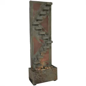 Sunnydaze Descending Staircase Slate Outdoor Fountain with Light