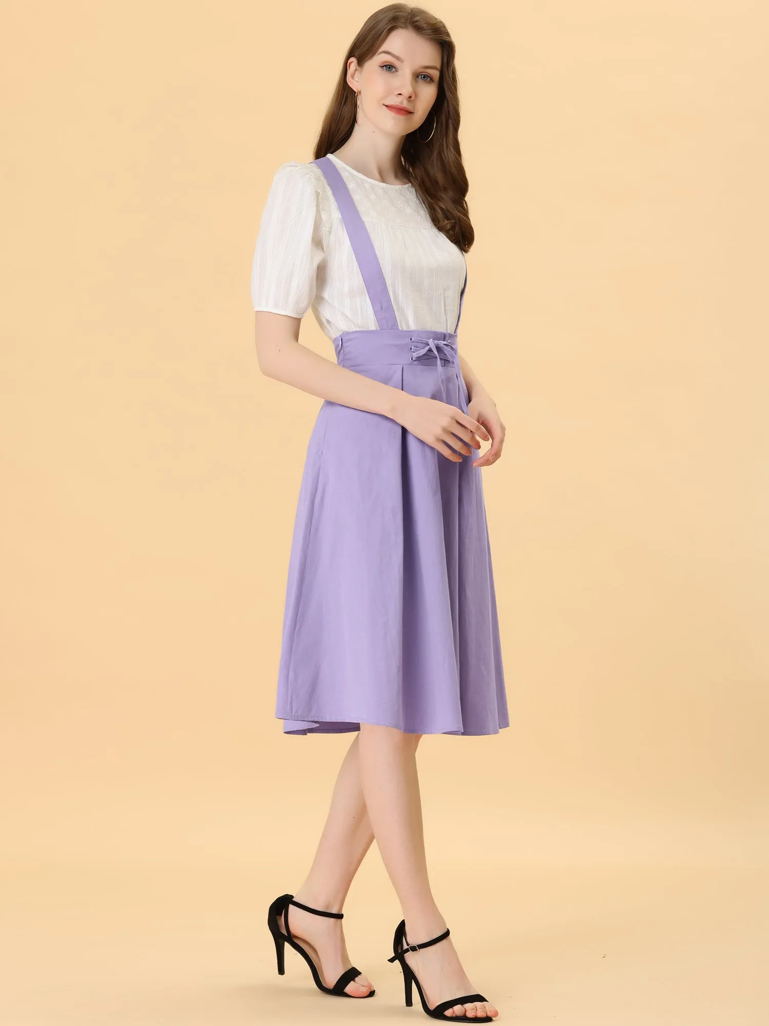 Suspender Braces Skirt Elastic Waist Overall Dress